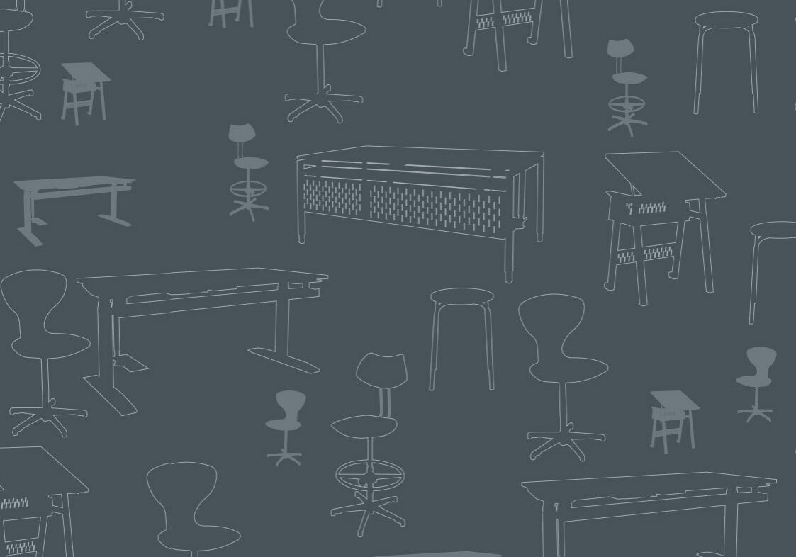 Schulmöbel Grafik ergonomische Möbel grau Konturen design + technics in der Schweiz