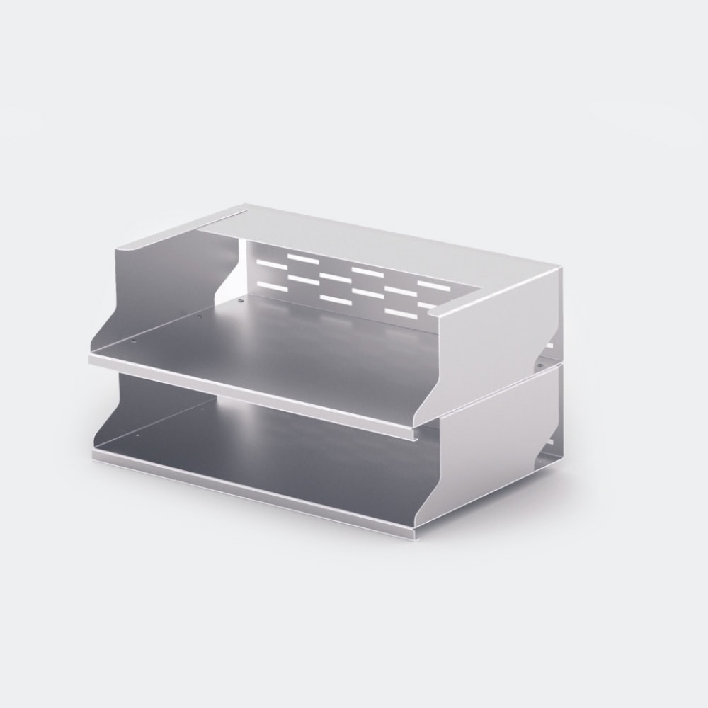 Schulmöbel Produkte Schultisch Doppeltisch Sigma Doppelablagen Aluminium eloxiert für Stauraum L+S AG
