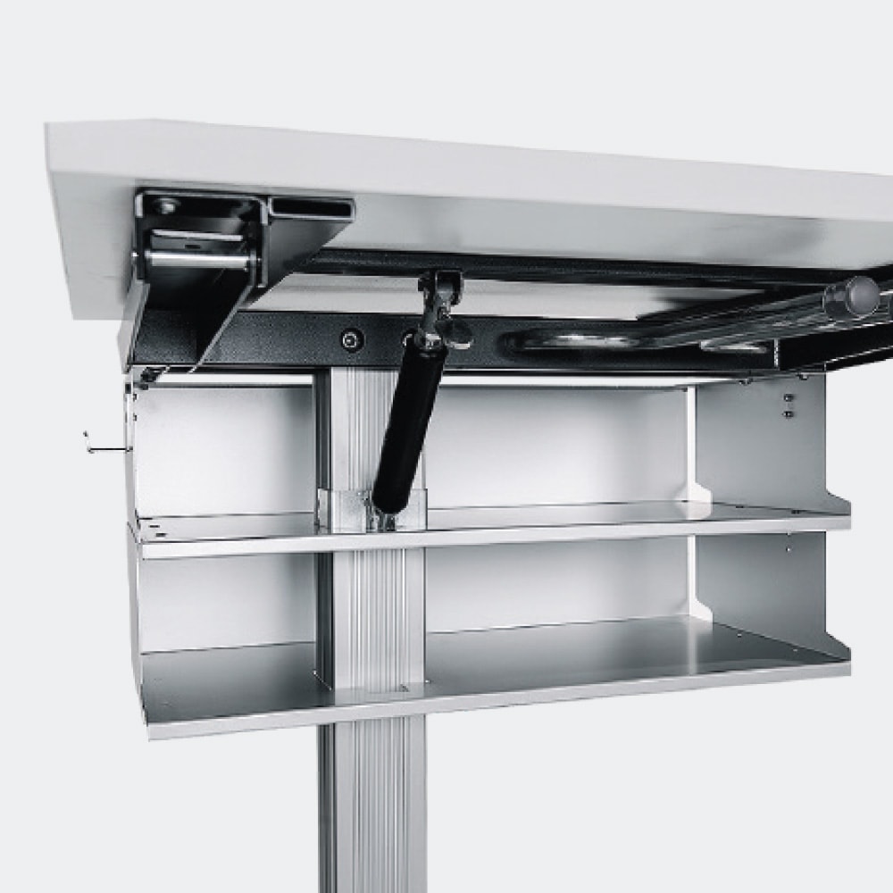 Schulmöbel Produkte Schultisch T-Linie Einzeltisch Doppelablagen durchgehend für Stauraum von L+S AG
