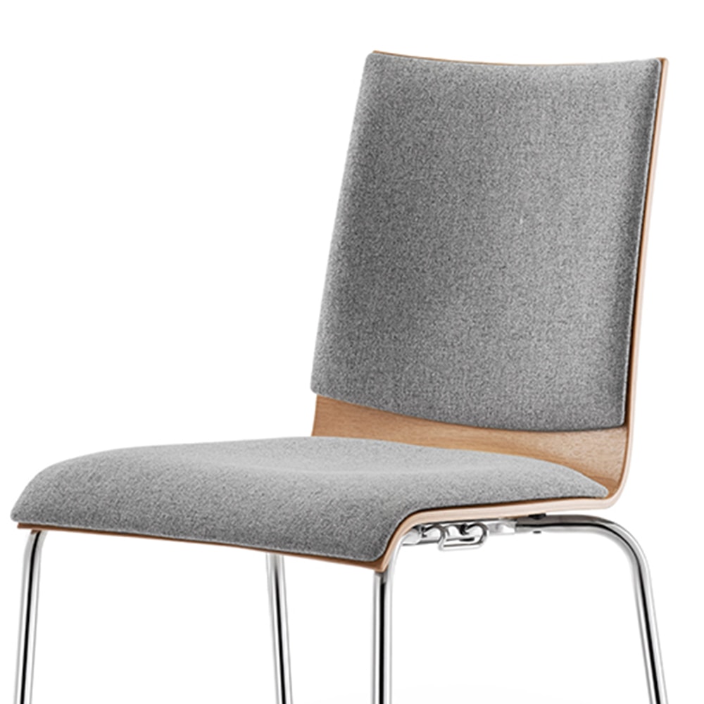 Stapelstuhl ATICON Objektmöbel Optionen Sitz- und Rückenpolster Stoff grau hoher Sitzkomfort L+S design und technics